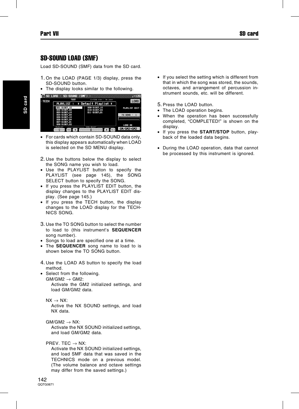 Sd-sound load (smf), Part vii sd card | Panasonic SX-KN7000 User Manual | Page 142 / 211