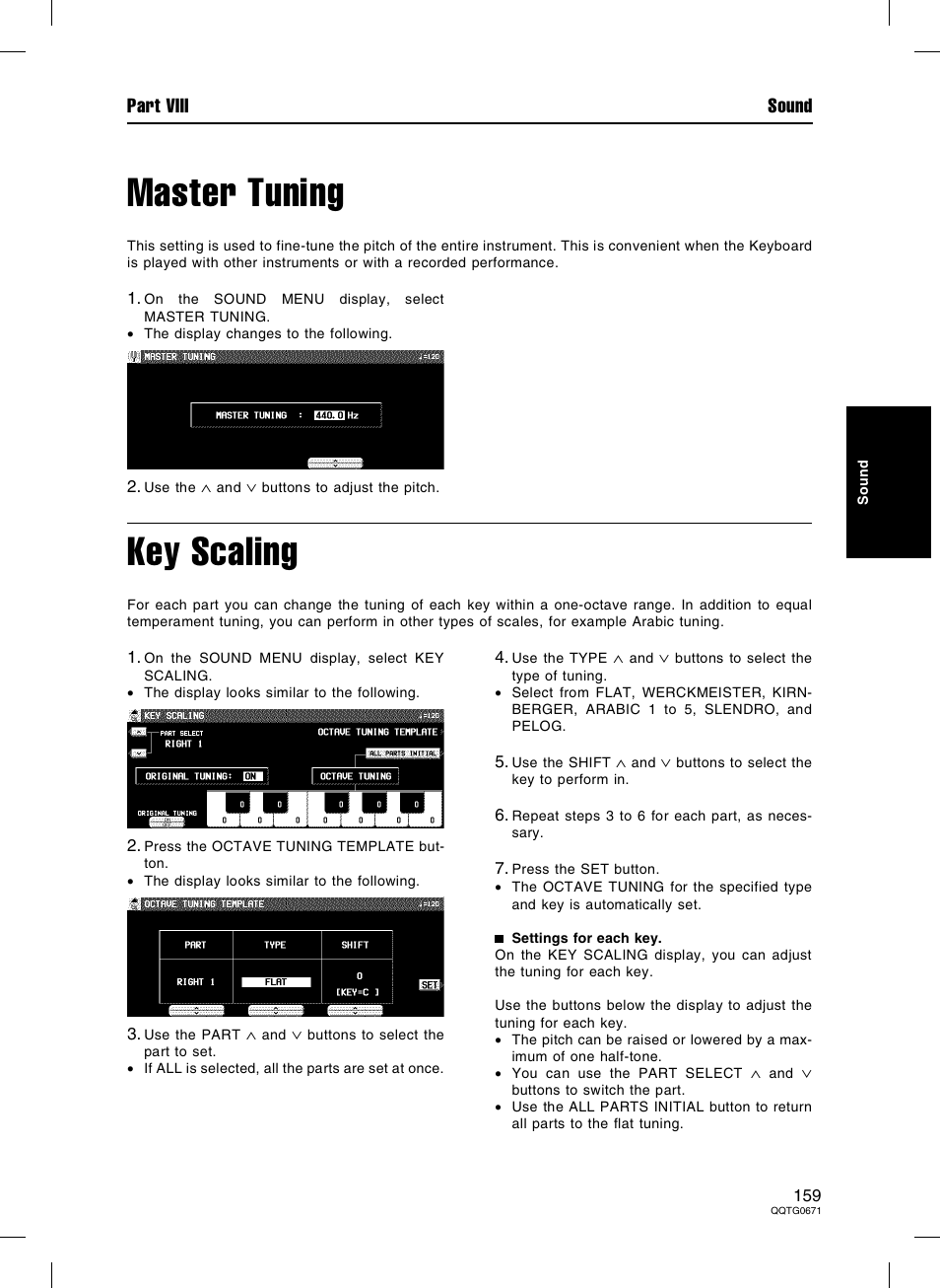 Master tuning, Key scaling | Panasonic SX-KN7000 User Manual | Page 159 / 211