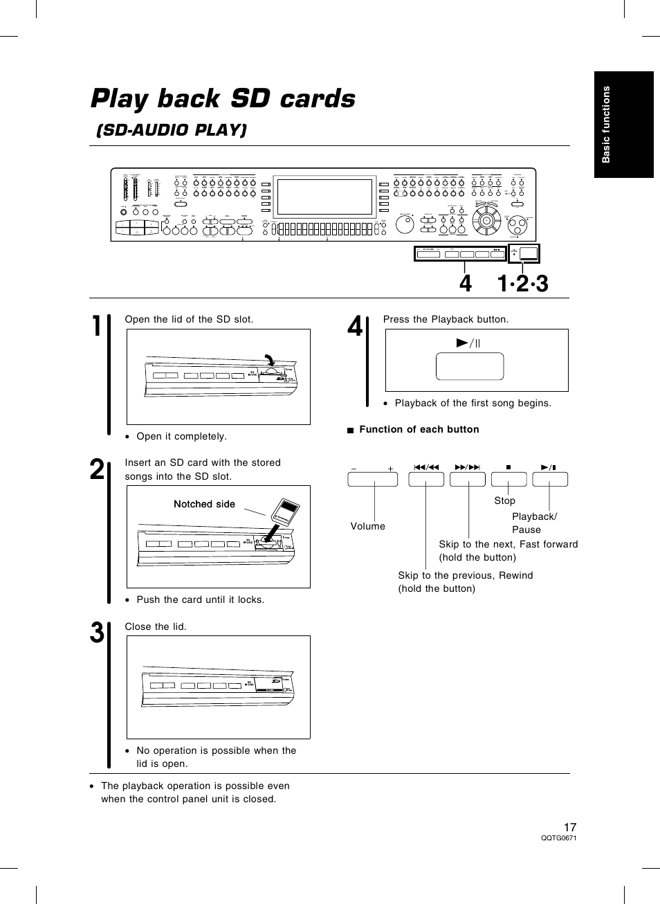 Play back sd cards (sd-audio play), Play back sd cards, Sd-audio play) | Panasonic SX-KN7000 User Manual | Page 17 / 211