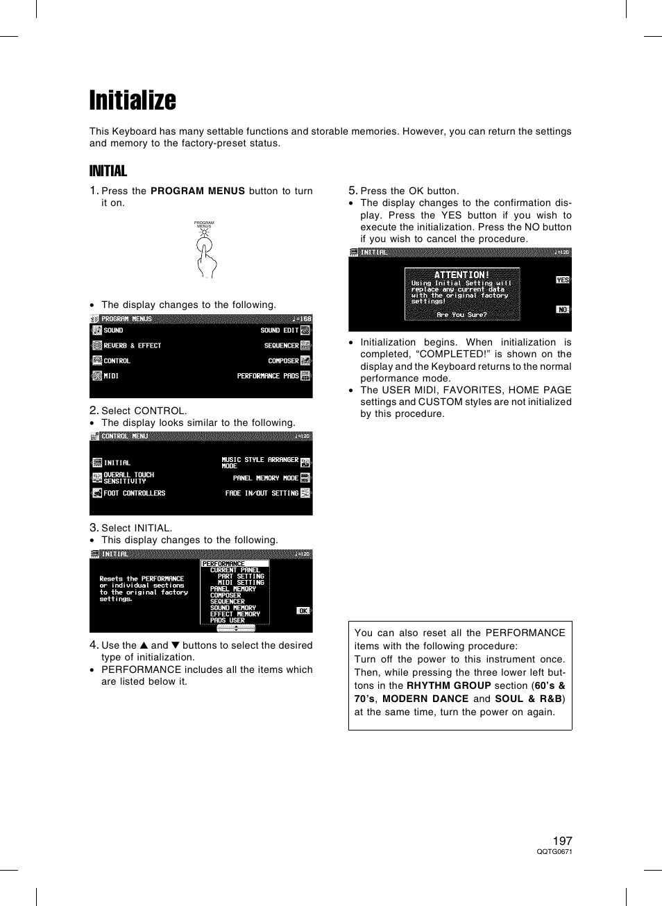 Initialize, Initial | Panasonic SX-KN7000 User Manual | Page 197 / 211