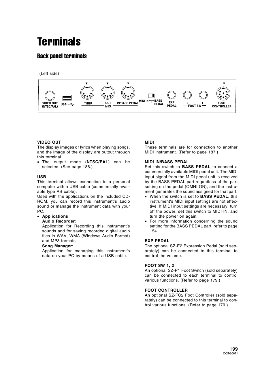 Terminals, Back panel terminals | Panasonic SX-KN7000 User Manual | Page 199 / 211