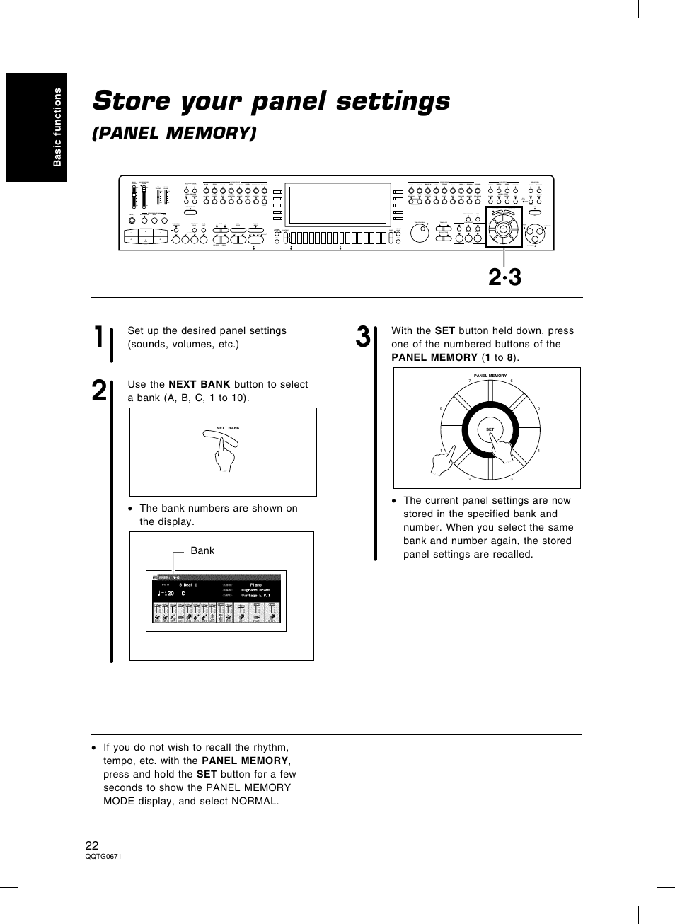 Store your panel settings (panel memory), Store your panel settings | Panasonic SX-KN7000 User Manual | Page 22 / 211