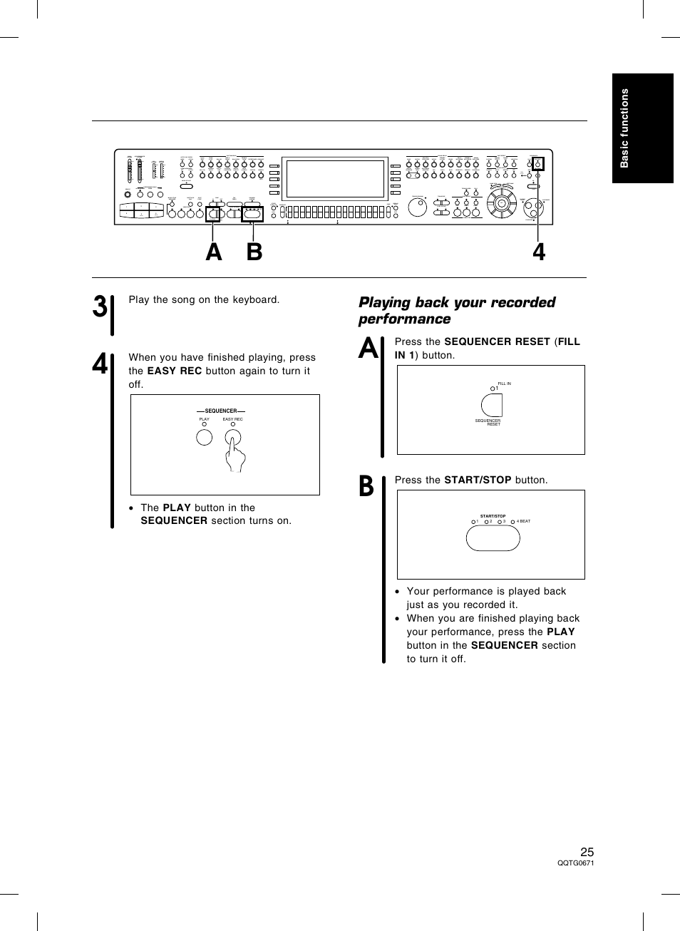 A4 b, Playing back your recorded performance | Panasonic SX-KN7000 User Manual | Page 25 / 211
