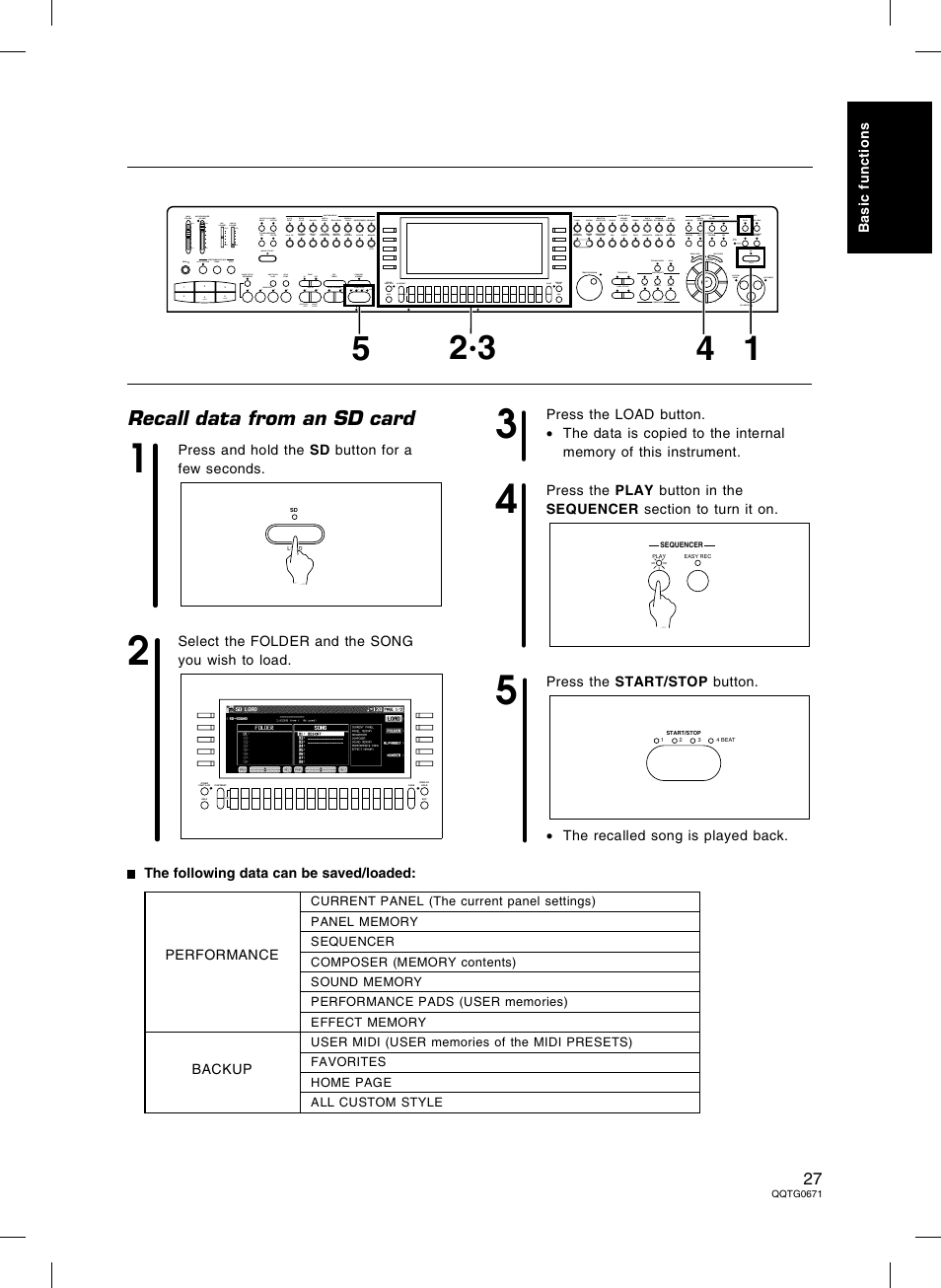 Recall data from an sd card | Panasonic SX-KN7000 User Manual | Page 27 / 211