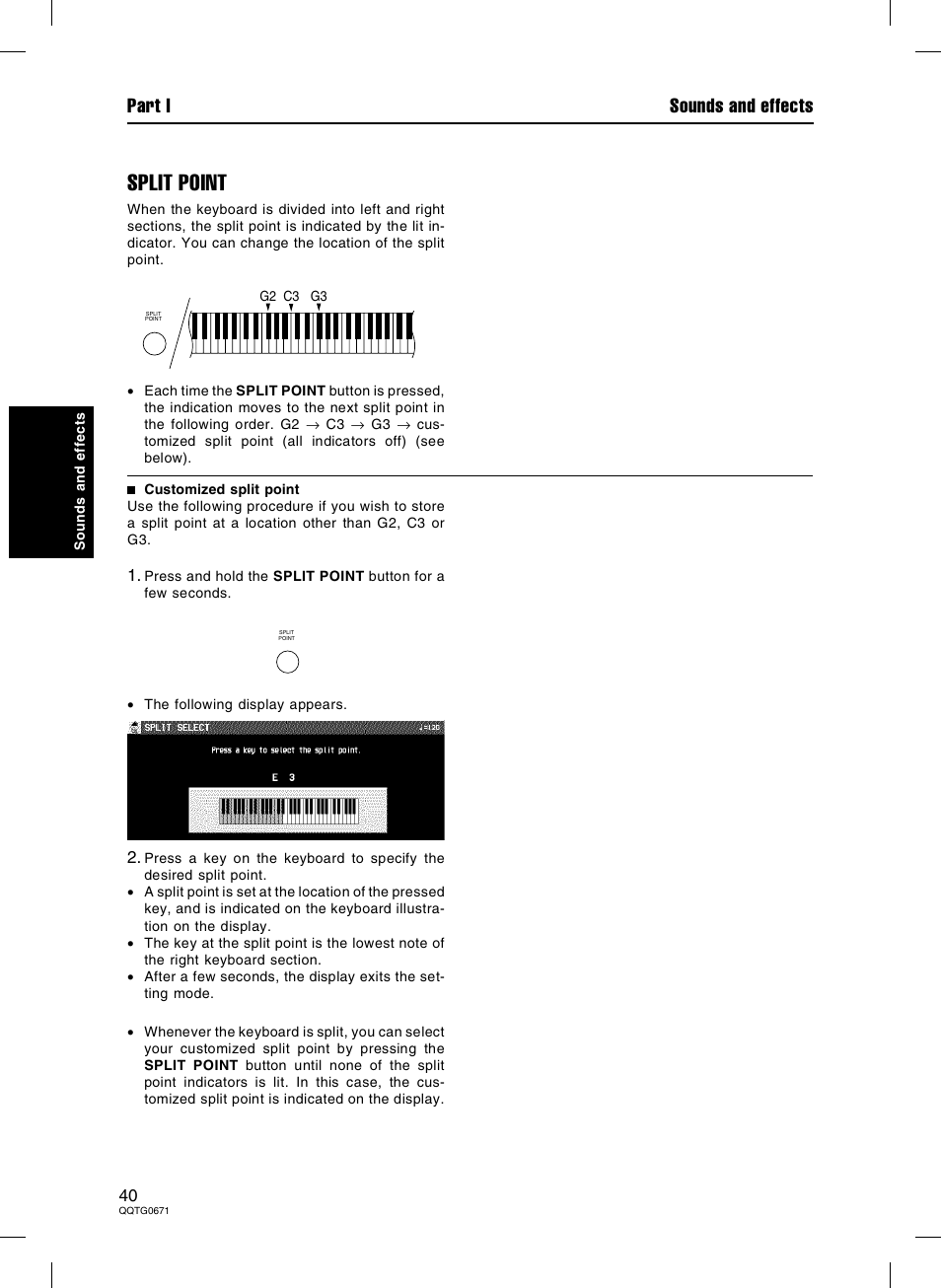 Split point, Part i sounds and effects | Panasonic SX-KN7000 User Manual | Page 40 / 211