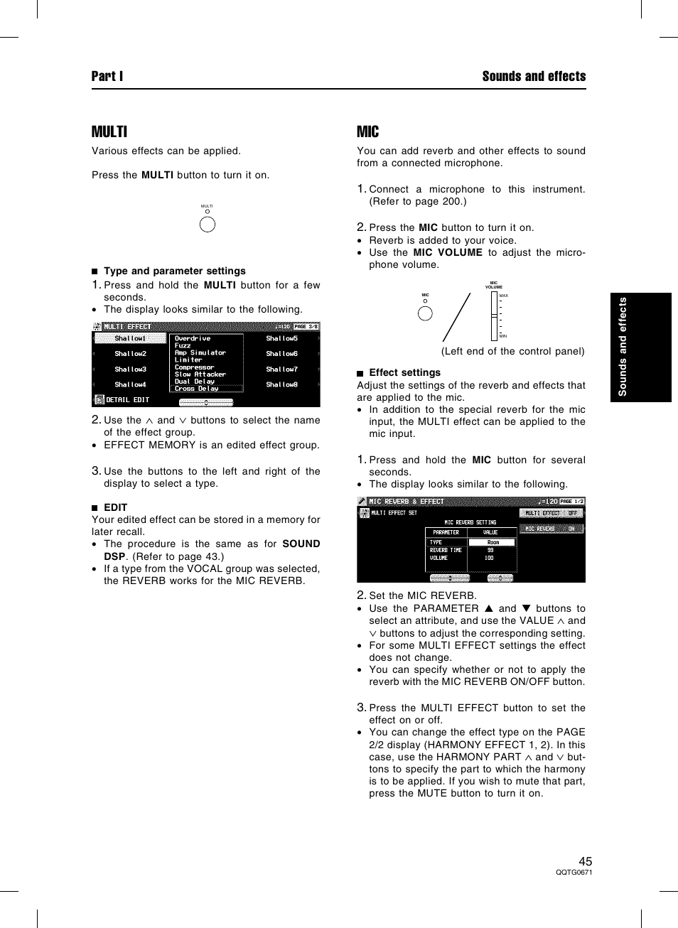 Multi, Part i sounds and effects | Panasonic SX-KN7000 User Manual | Page 45 / 211