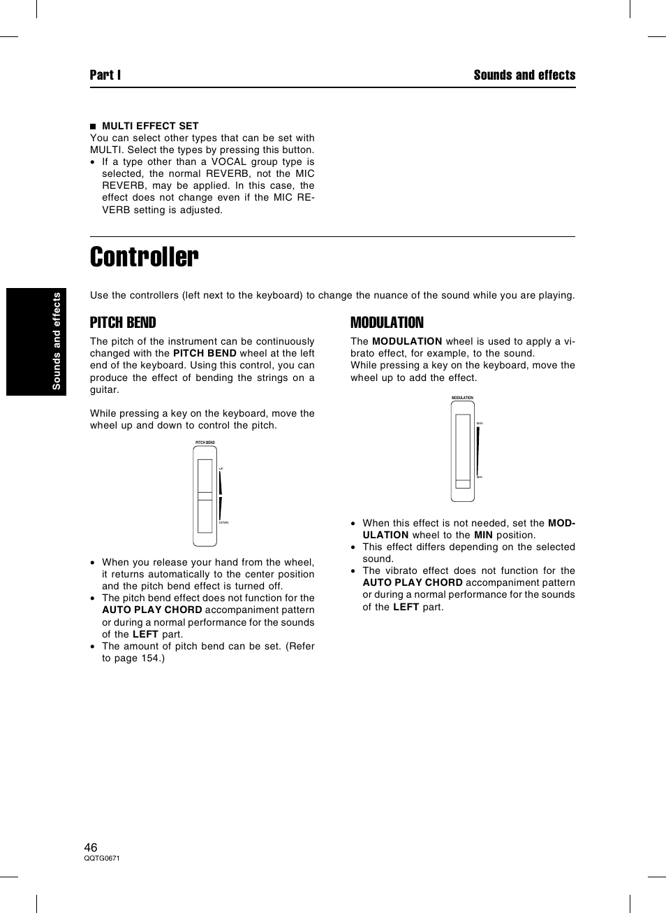 Controller, Pitch bend, Modulation | Part i sounds and effects | Panasonic SX-KN7000 User Manual | Page 46 / 211