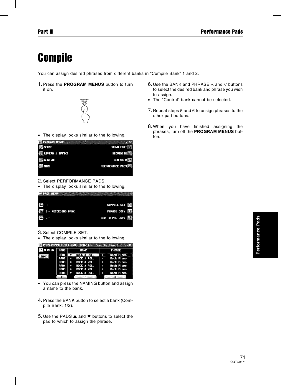 Compile, Part iii performance pads | Panasonic SX-KN7000 User Manual | Page 71 / 211