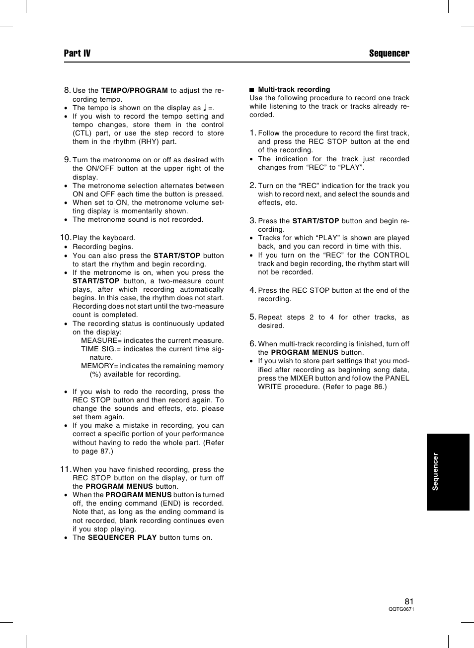 Part iv sequencer | Panasonic SX-KN7000 User Manual | Page 81 / 211