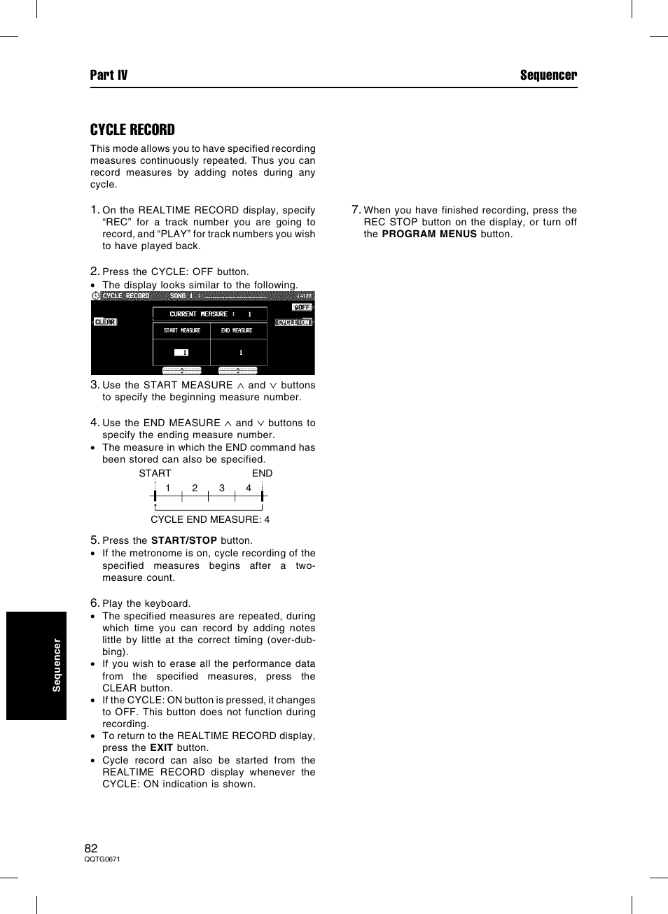 Cycle record, Part iv sequencer | Panasonic SX-KN7000 User Manual | Page 82 / 211