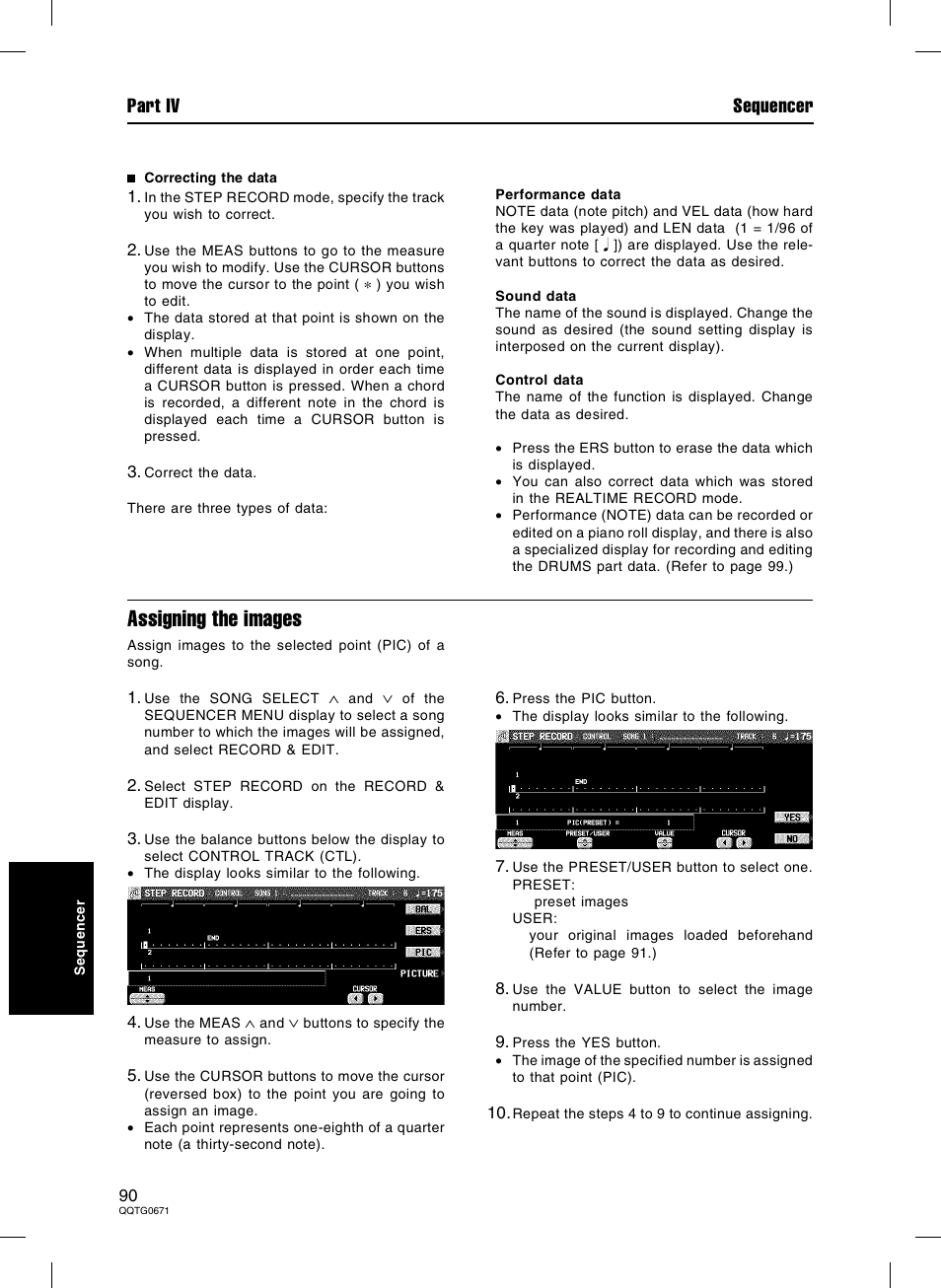 Assigning the images, Part iv sequencer | Panasonic SX-KN7000 User Manual | Page 90 / 211