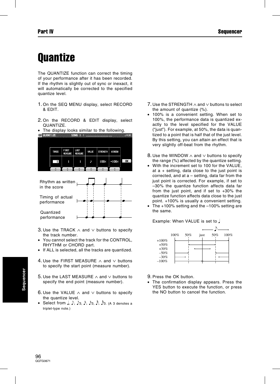 Quantize, Part iv sequencer | Panasonic SX-KN7000 User Manual | Page 96 / 211