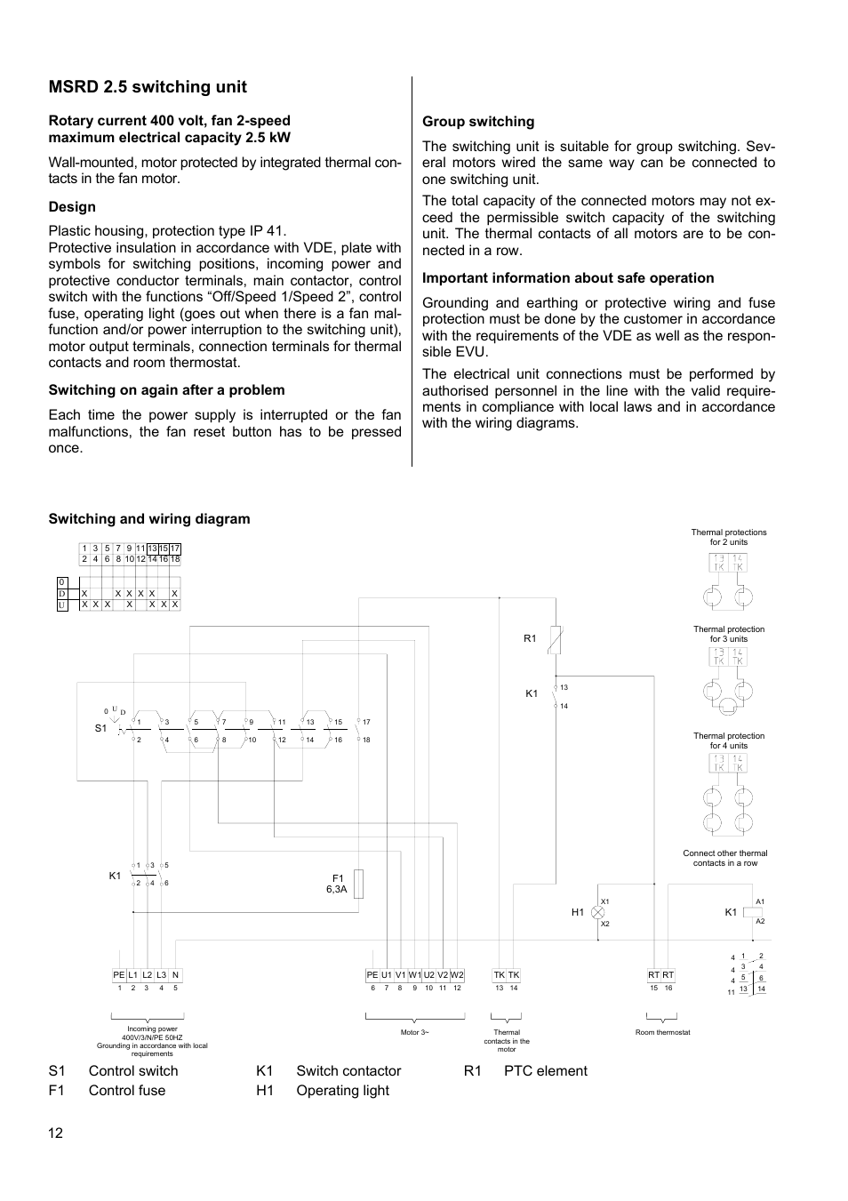 Msrd 2.5 switching unit | Panasonic PWW 4000 User Manual | Page 12 / 16