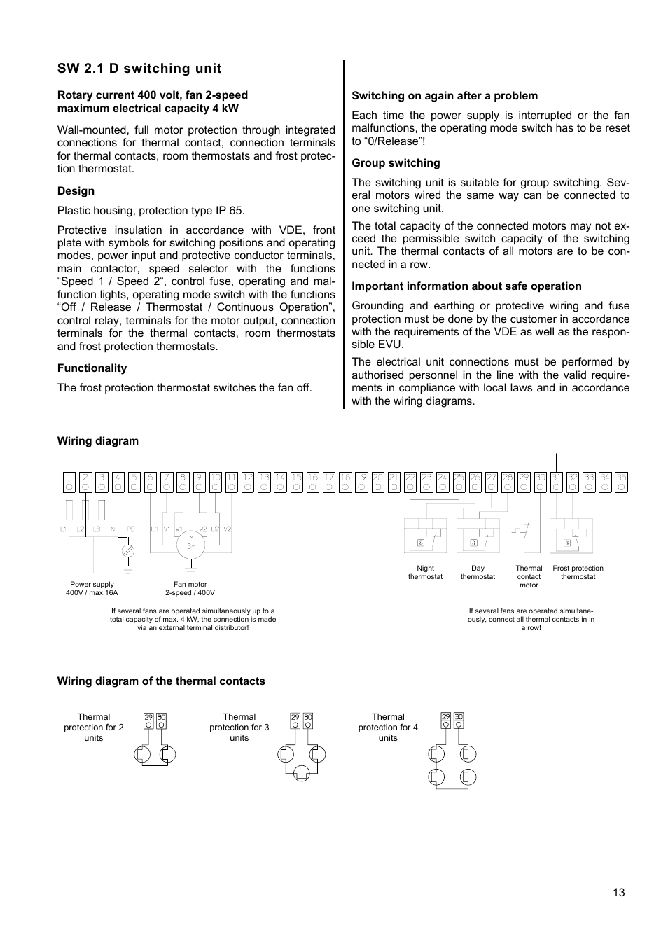 Sw 2.1 d switching unit | Panasonic PWW 4000 User Manual | Page 13 / 16