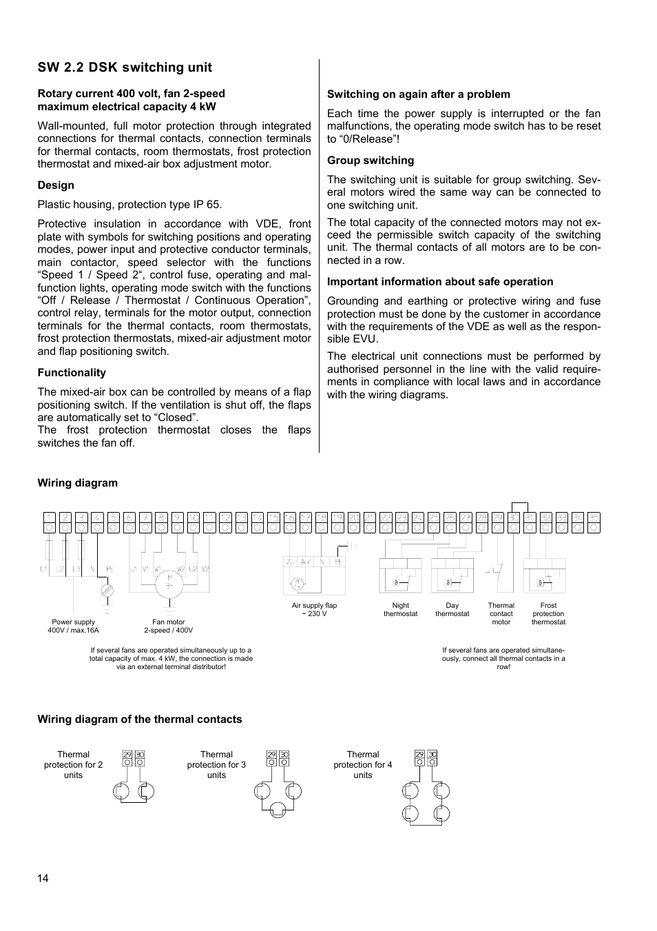 Sw 2.2 dsk switching unit | Panasonic PWW 4000 User Manual | Page 14 / 16