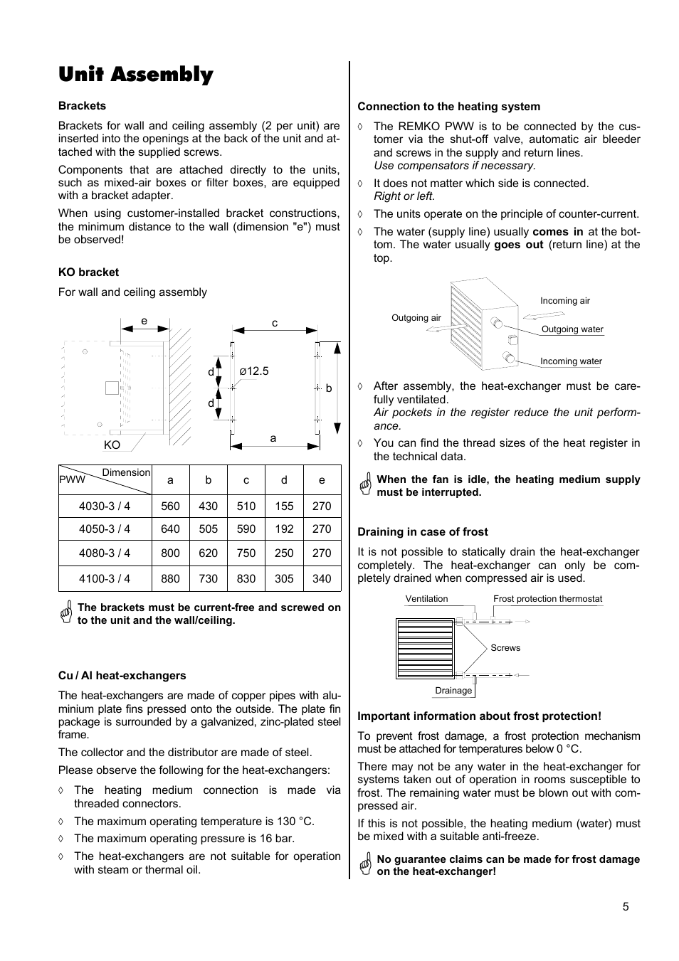 Unit assembly | Panasonic PWW 4000 User Manual | Page 5 / 16