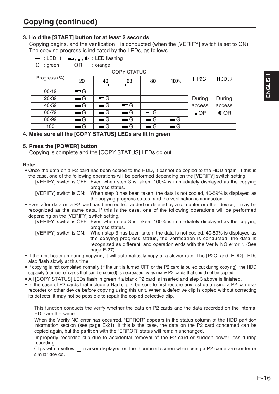 Copying (continued), E-16 | Panasonic DVCPRO AJ-PCS060G User Manual | Page 17 / 88