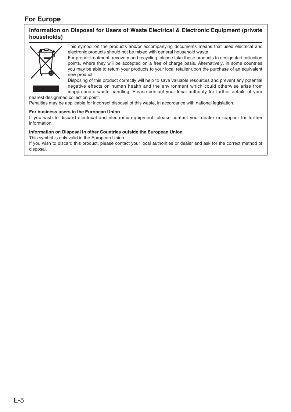 E-5 for europe | Panasonic DVCPRO AJ-PCS060G User Manual | Page 6 / 88