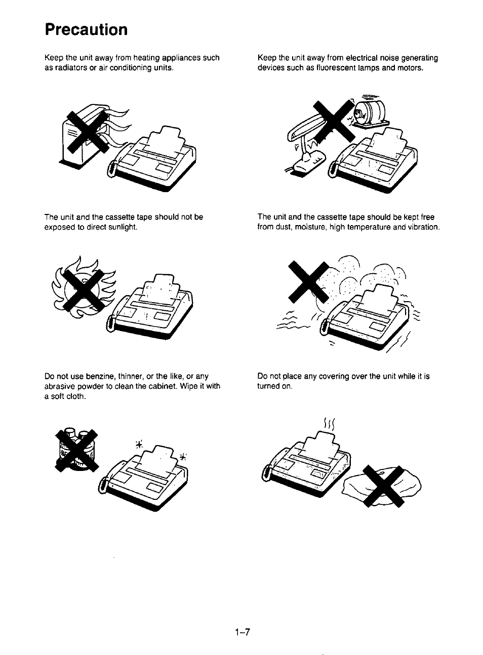 Precaution | Panasonic KX-F195 User Manual | Page 14 / 104