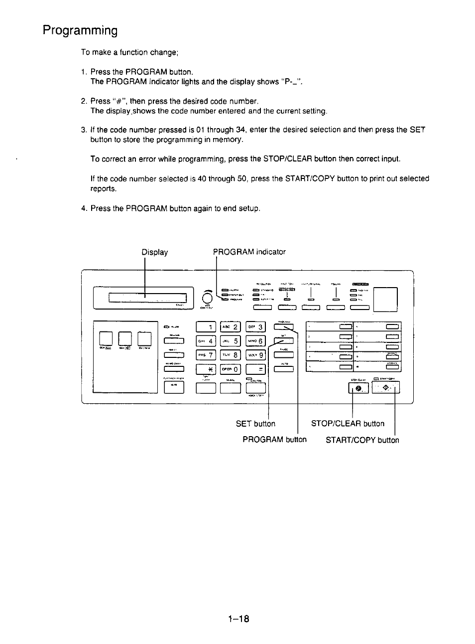 Programming, Programming -18 | Panasonic KX-F195 User Manual | Page 25 / 104