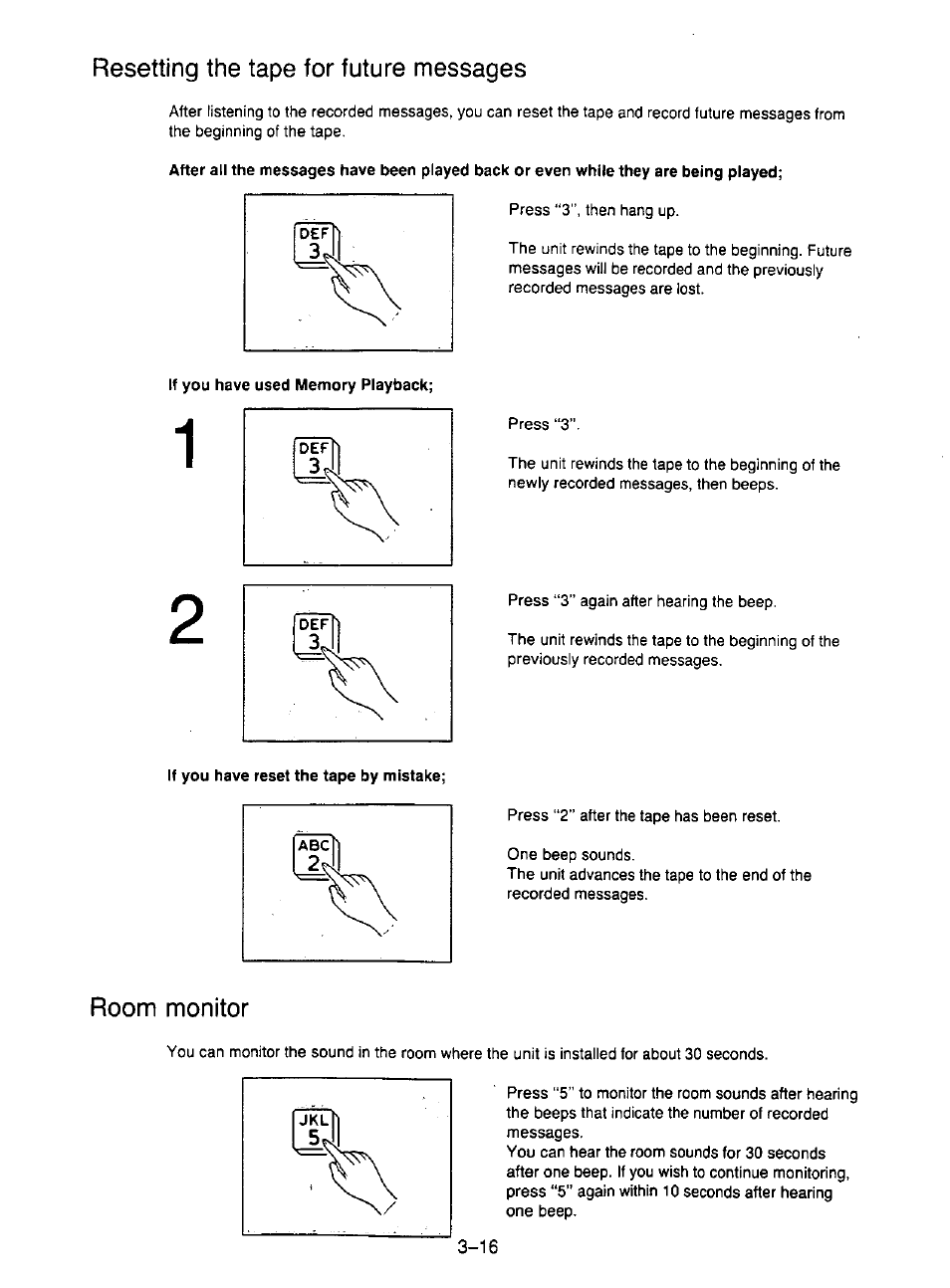 Resetting the tape for future messages, If you have used memory playback, If you have reset the tape by mistake | Room monitor | Panasonic KX-F195 User Manual | Page 73 / 104