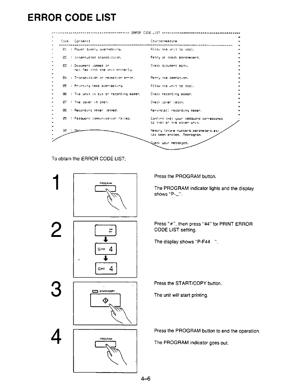 Error code list, Jk -4 | Panasonic KX-F195 User Manual | Page 83 / 104