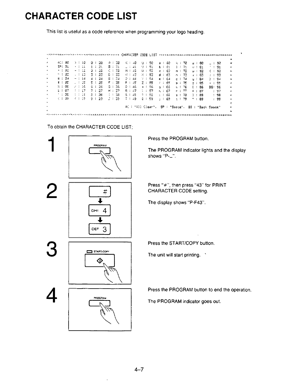 Character code list | Panasonic KX-F195 User Manual | Page 84 / 104