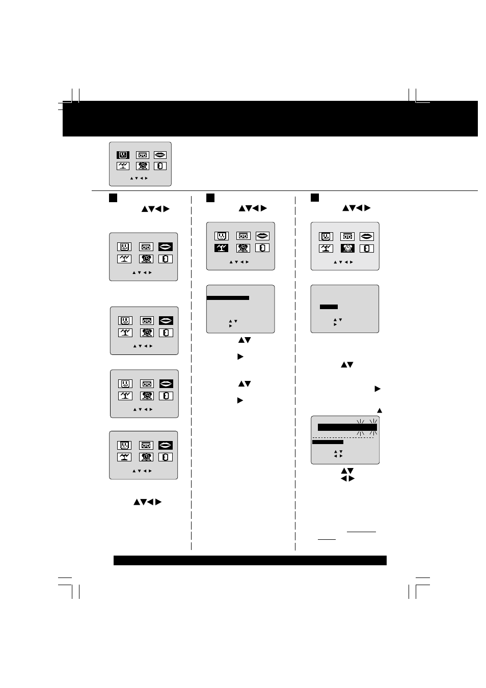 Basic operation, Reset language, channels, clock, time zone adjust, Reset language, channels, clock, time | Language, Channels clock, Press action, 2) press action, 1) press to select “clock | Panasonic VV-1301 User Manual | Page 12 / 40