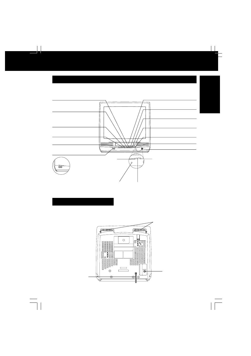 Rear view of the unit, Initial setup, Model vv-2001 unit shown | Panasonic VV-1301 User Manual | Page 7 / 40