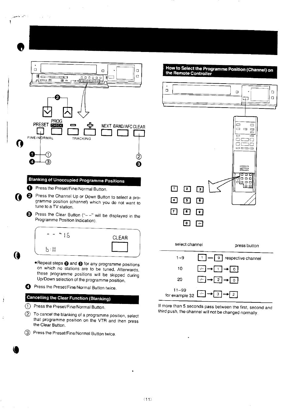 Blanking of unoccupied programme positions, Eel-»[zl-»[i, El el | Panasonic NV-J35 User Manual | Page 11 / 35