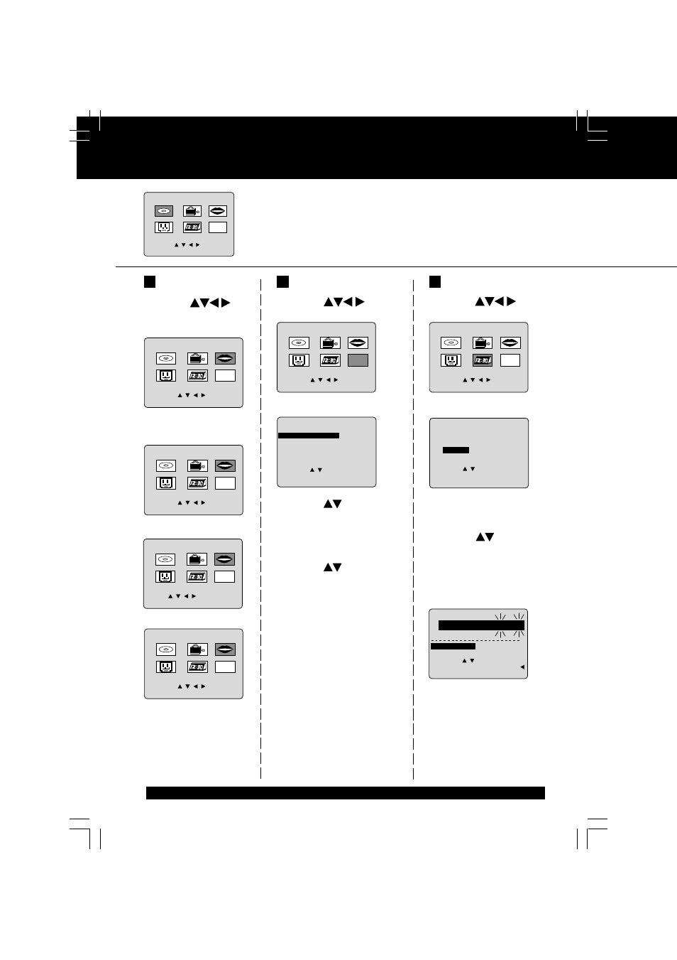 Reset language, channels, clock, time zone adjust, Reset language, channels, clock, time z, Language channels clock | 3) press to select “manual,” then press set, Press action, Continued on the next page | Panasonic PV DM2092 User Manual | Page 16 / 76