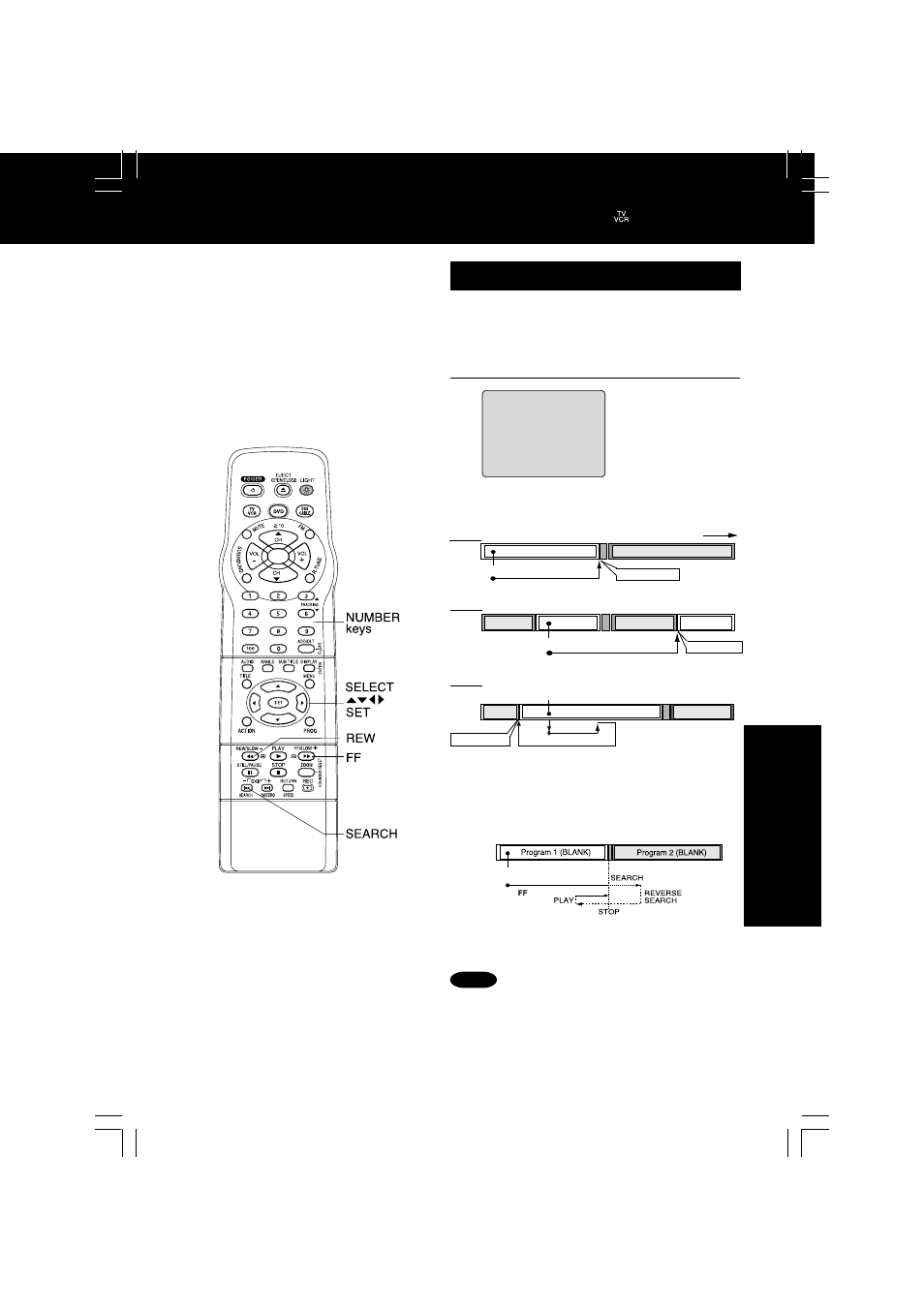 Program end search, Advanced operation, Press ff to start search | Panasonic PV DM2092 User Manual | Page 35 / 76