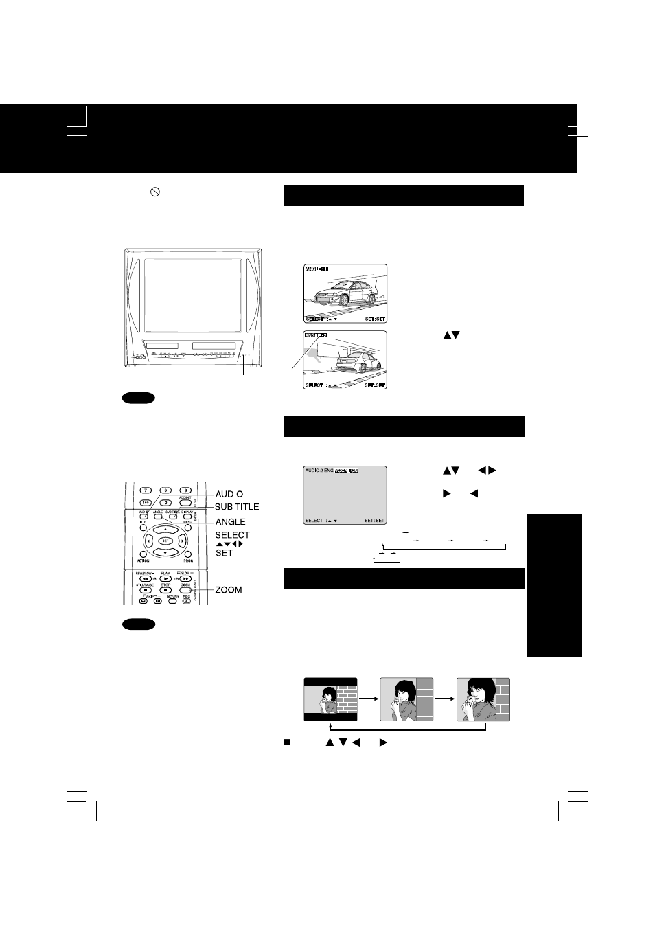 Multiple angle viewing (dvd only), Picture zoom (dvd only) | Panasonic PV DM2092 User Manual | Page 49 / 76