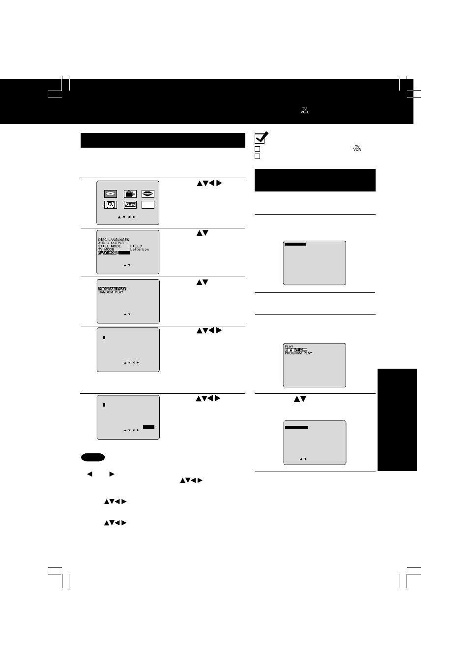 Program play (video cd/cd), Program repeat play (video cd/cd), Advanced operation | Ready checklist, Press action in stop mode to display main menu, Press to select “disc repeat, Do steps 1 through 6 on this page, Press display to display disc information screen | Panasonic PV DM2092 User Manual | Page 51 / 76