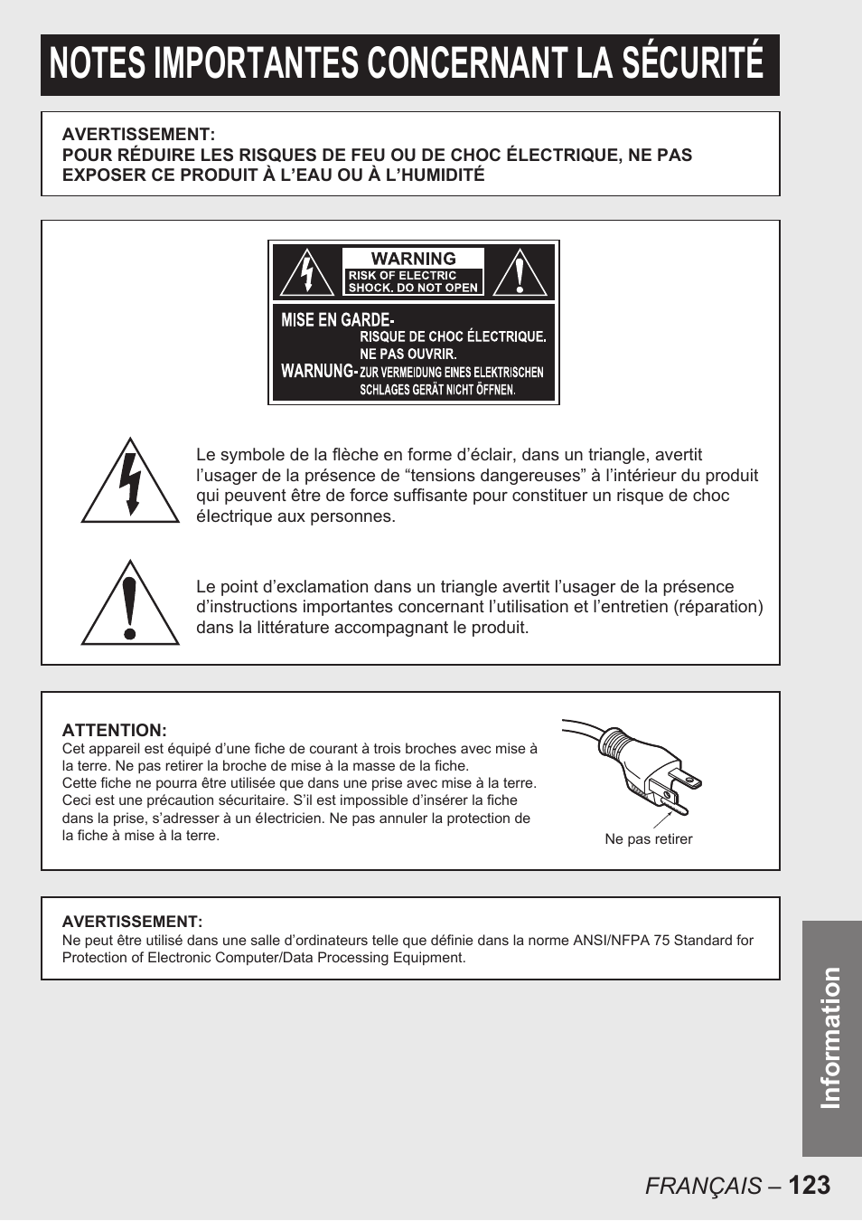 123 information | Panasonic PT-D10000U User Manual | Page 123 / 132