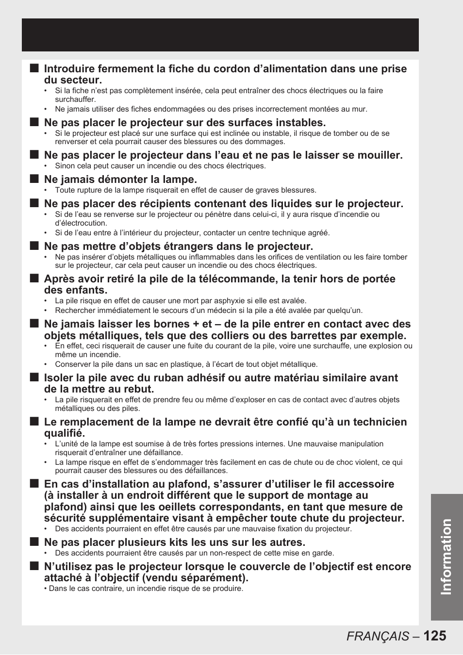 125 information | Panasonic PT-D10000U User Manual | Page 125 / 132