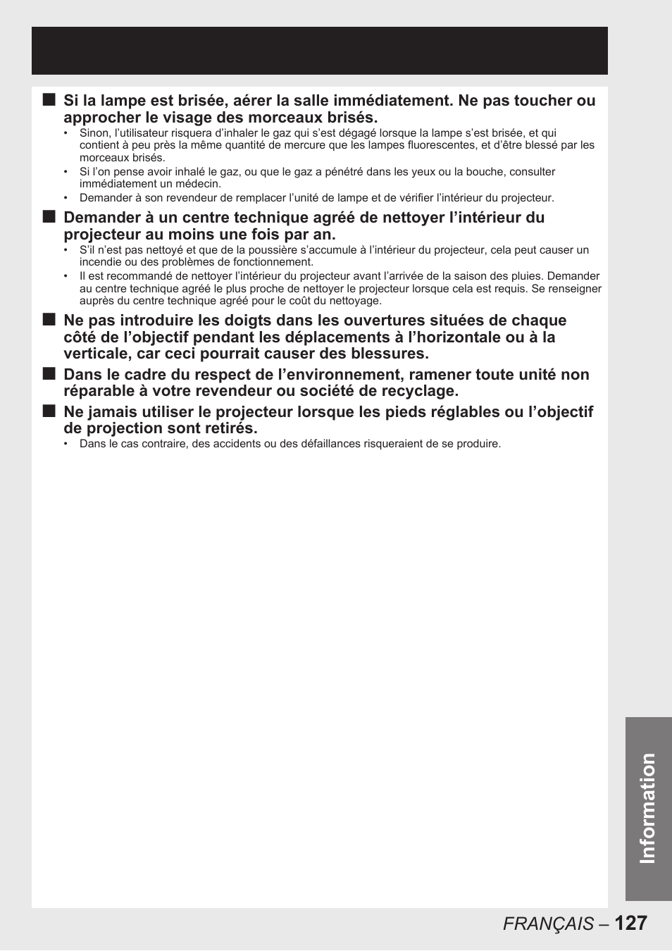 127 information | Panasonic PT-D10000U User Manual | Page 127 / 132