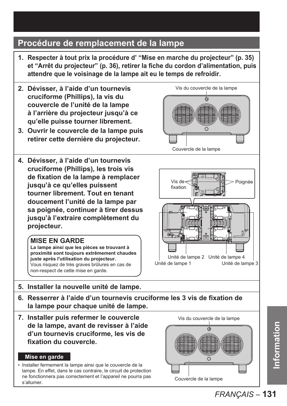 Français | Panasonic PT-D10000U User Manual | Page 131 / 132