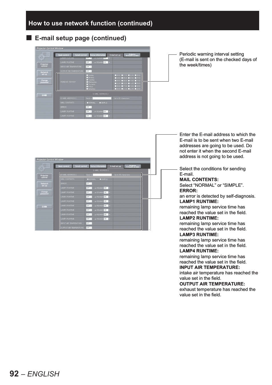 English | Panasonic PT-D10000U User Manual | Page 92 / 132