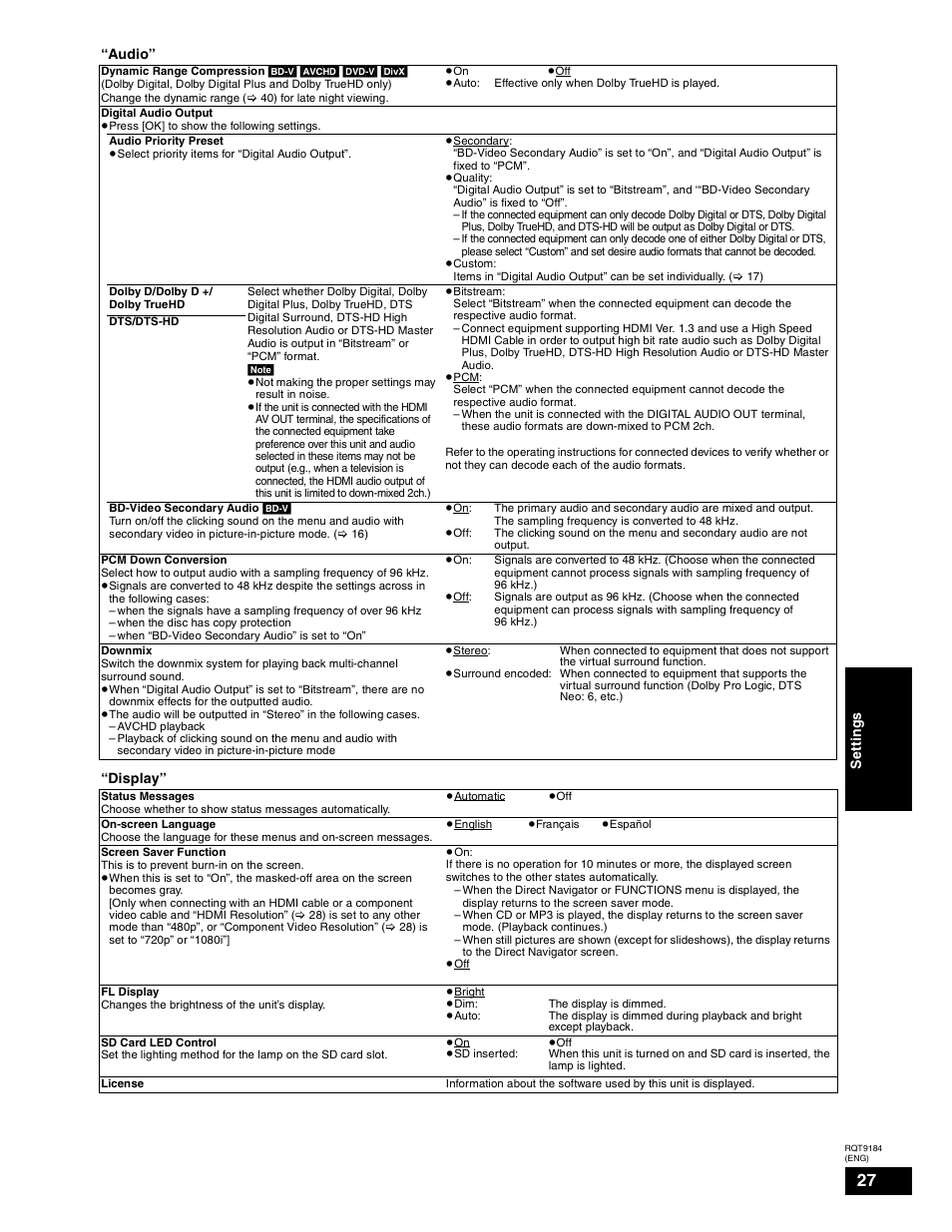 Panasonic DMP-BD50 User Manual | Page 27 / 50