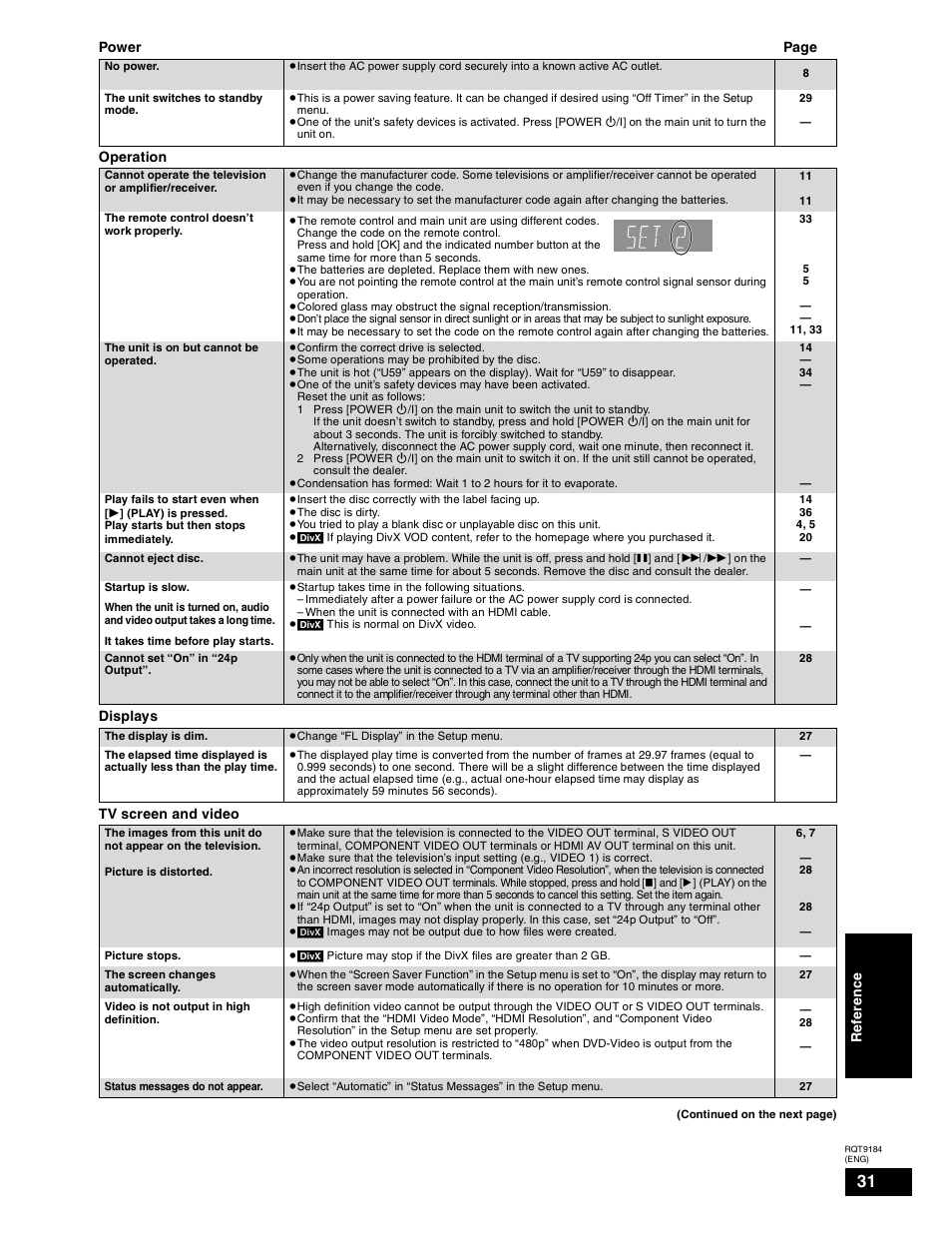 Remote control command mode | Panasonic DMP-BD50 User Manual | Page 31 / 50