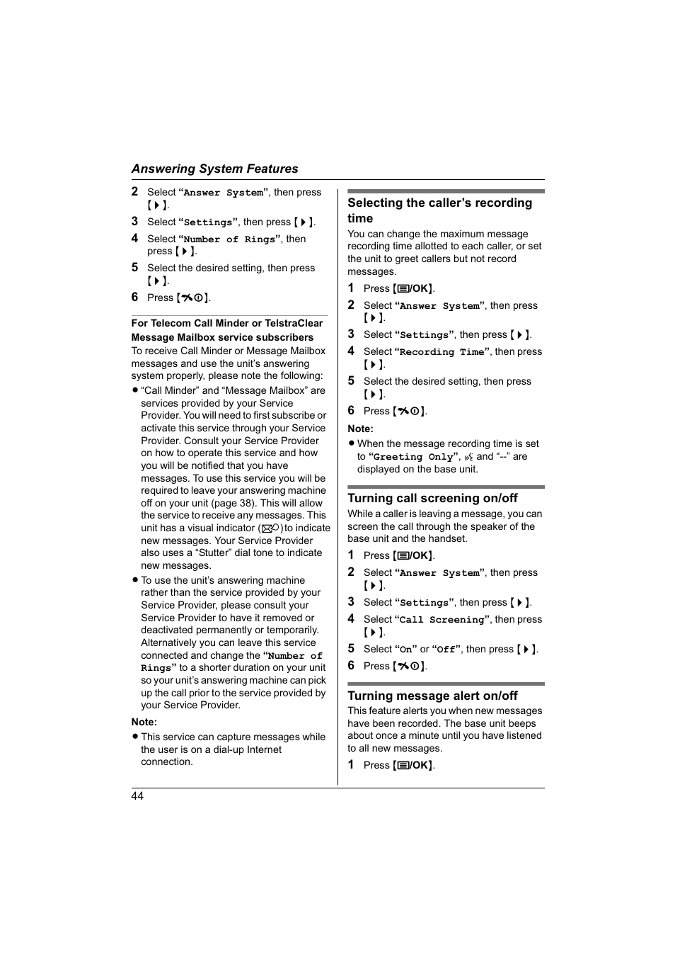 Panasonic KX-TG1840NZ User Manual | Page 44 / 61