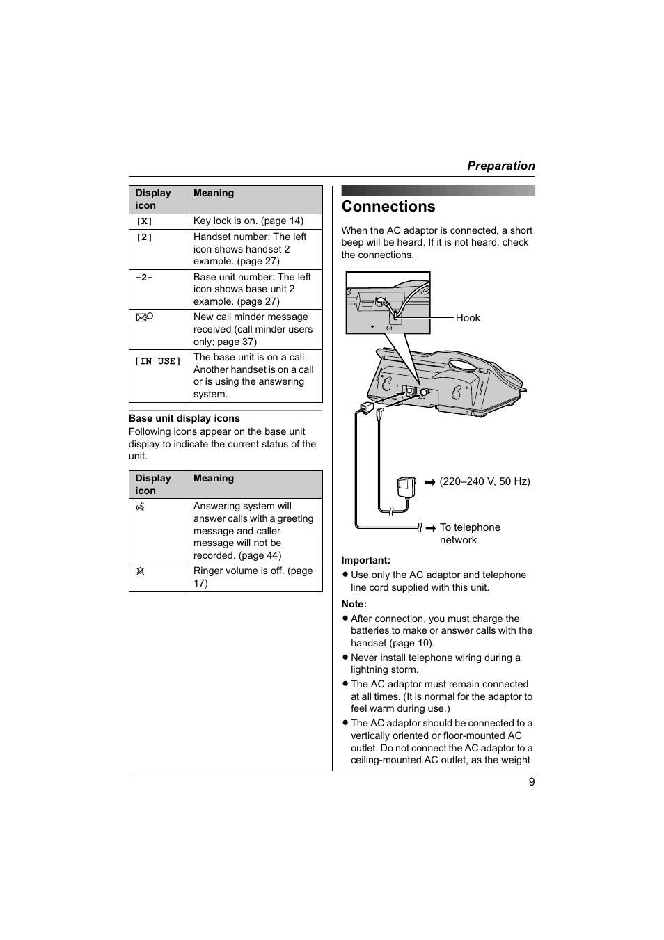Connections | Panasonic KX-TG1840NZ User Manual | Page 9 / 61