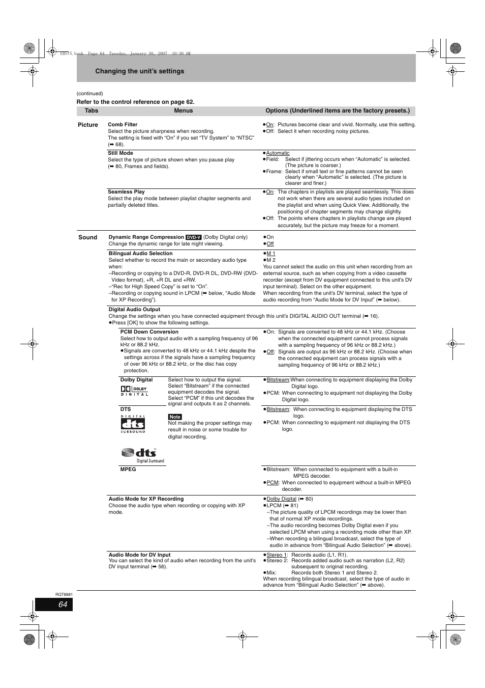 Panasonic DMR-EH575 User Manual | Page 64 / 84