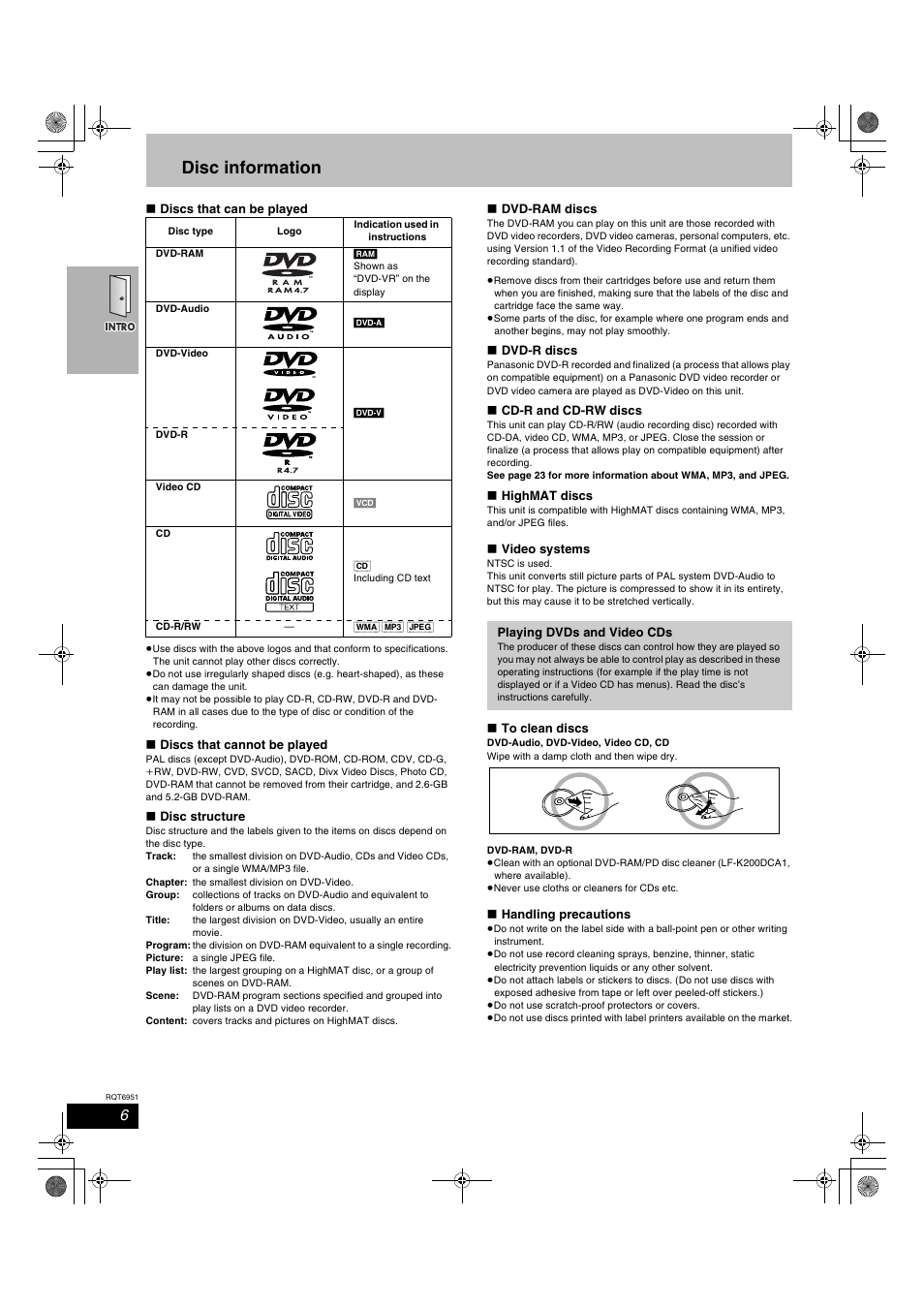 Disc information | Panasonic SC-HT790V User Manual | Page 6 / 64
