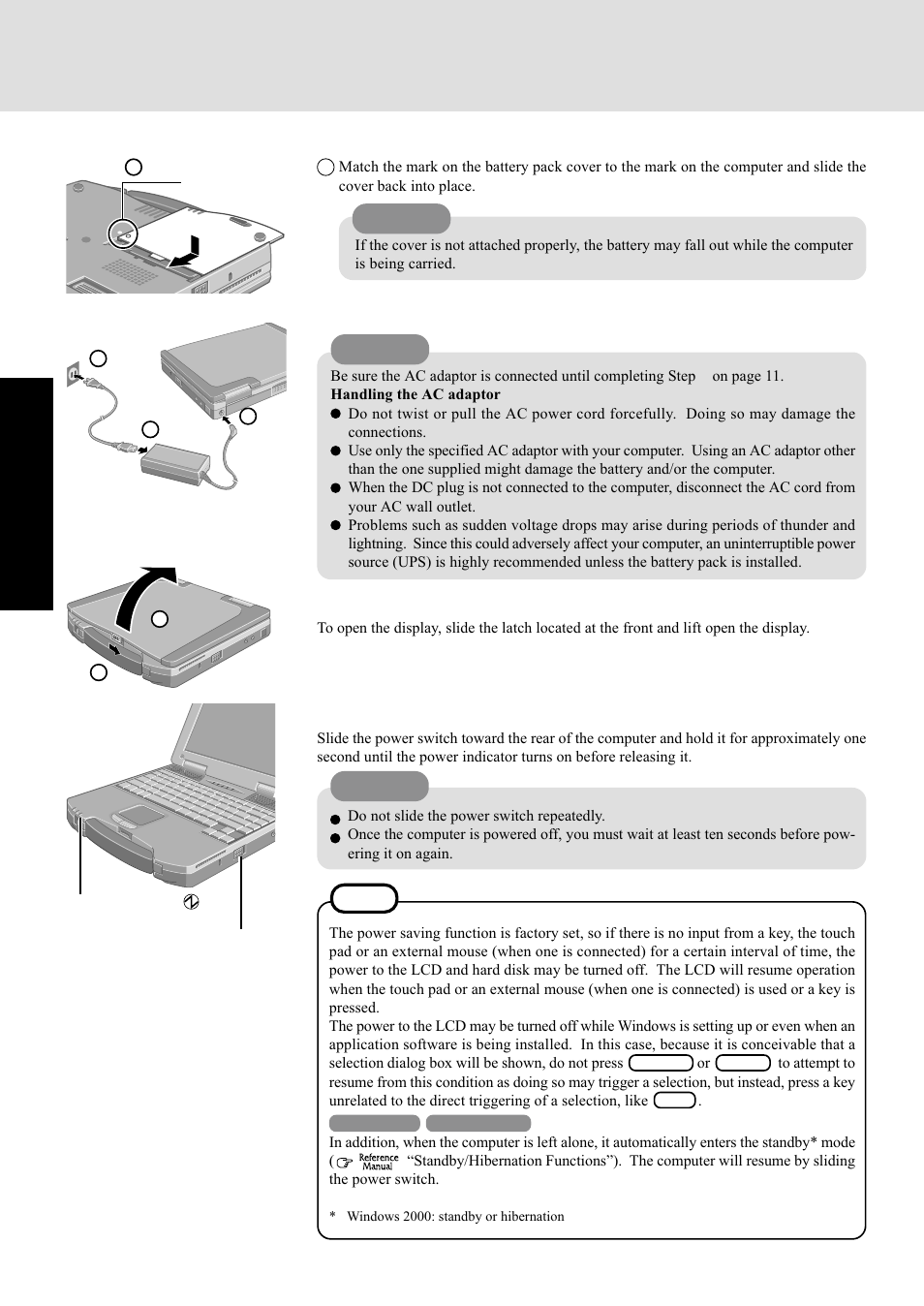 First-time operation | Panasonic CF-72 Series P User Manual | Page 10 / 36