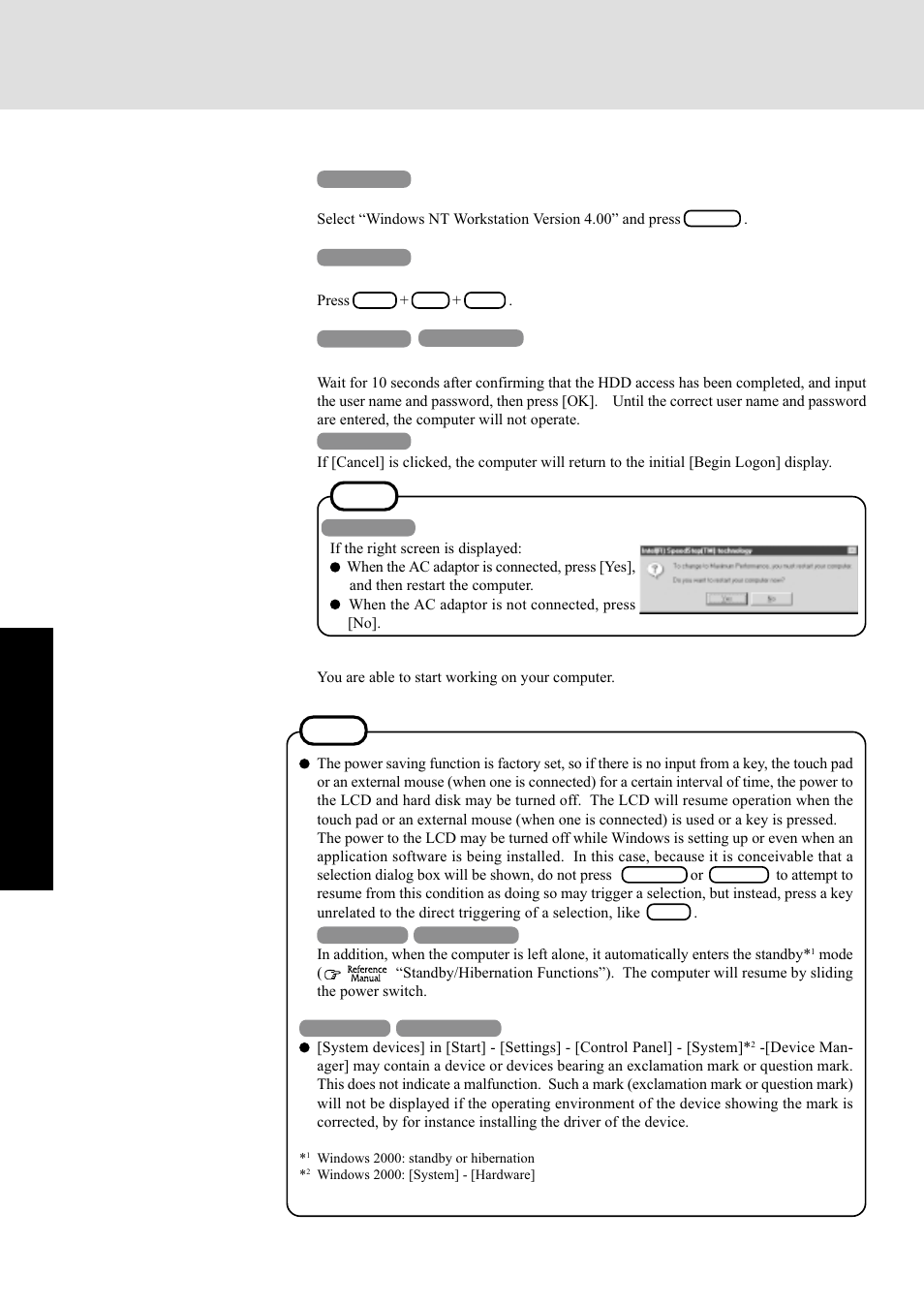 Starting up/shutting down | Panasonic CF-72 Series P User Manual | Page 18 / 36