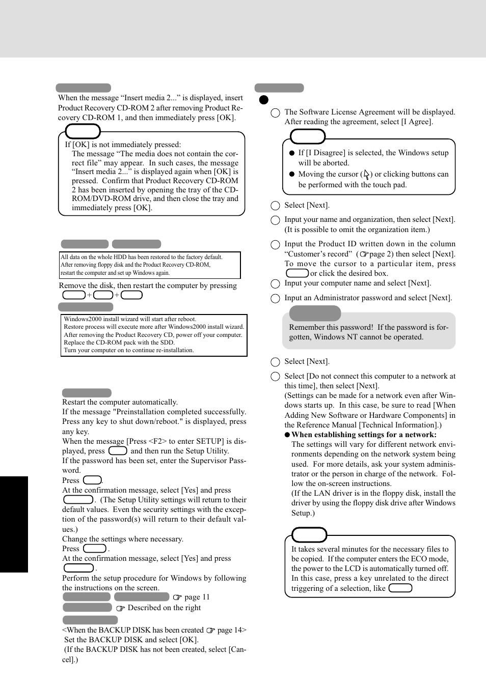 Reinstalling software, Troub leshooting | Panasonic CF-72 Series P User Manual | Page 26 / 36