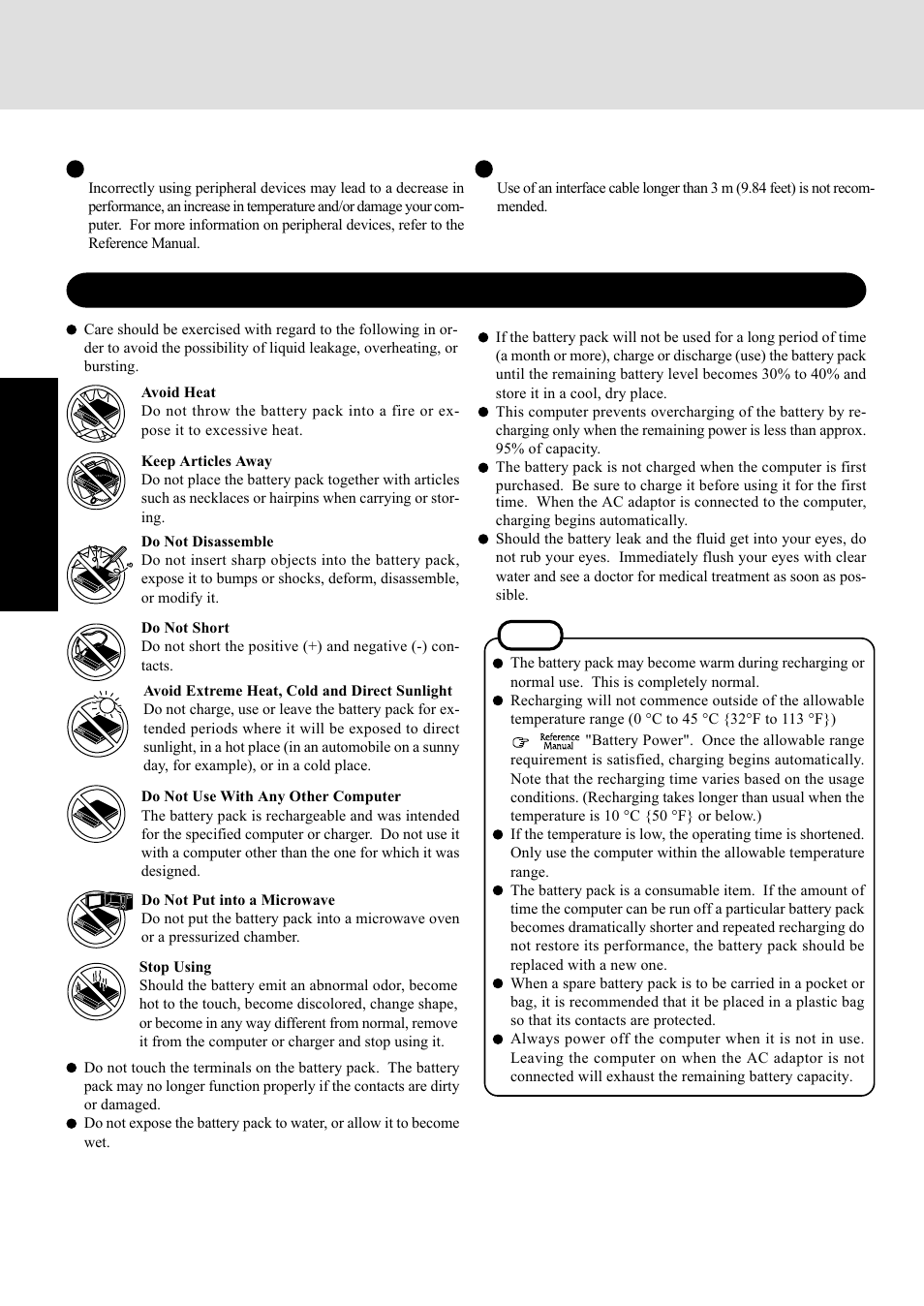 Read me first, Precautions (battery pack) | Panasonic CF-72 Series P User Manual | Page 6 / 36