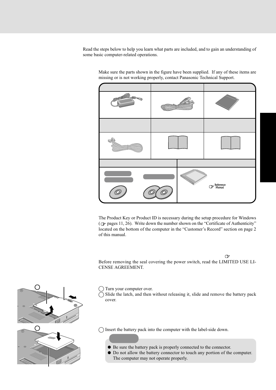 First-time operation | Panasonic CF-72 Series P User Manual | Page 9 / 36